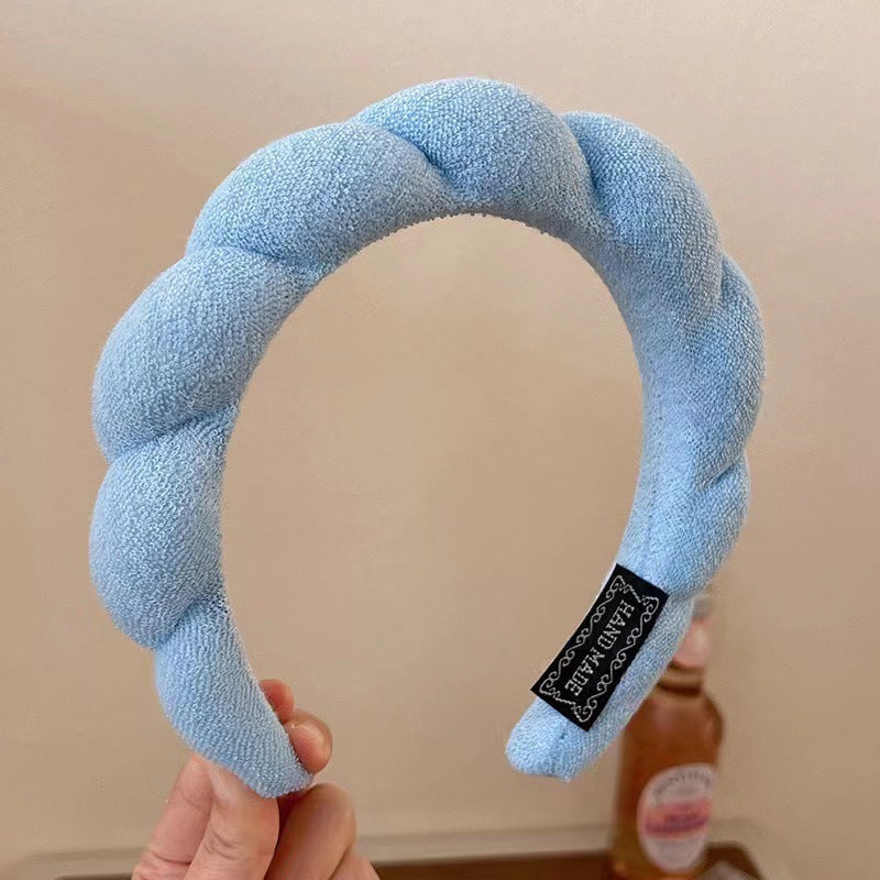 Wholesale terry cloth sponge twist hair band high cranial top color cloud bubble headband